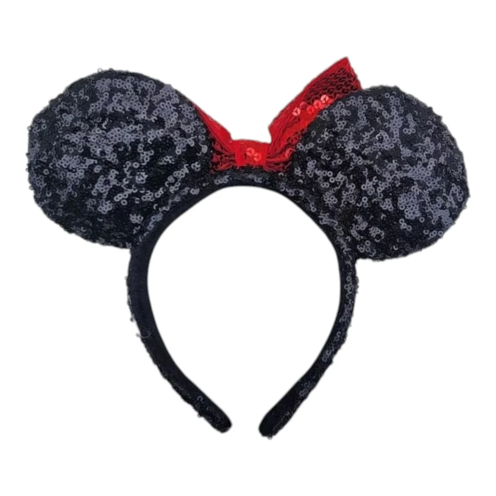 Sequin Headband Girls Red Black Mouse Ears